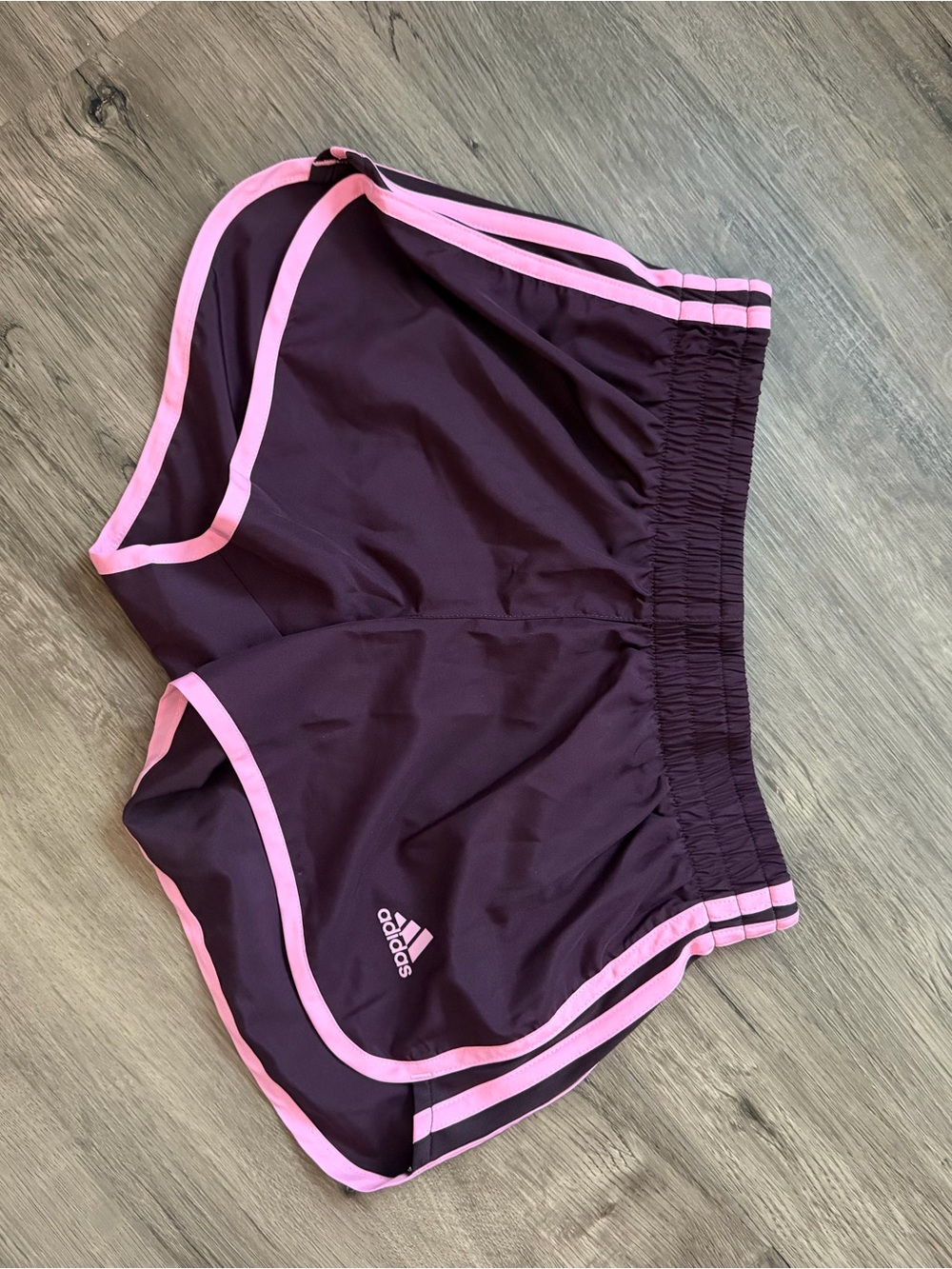 adidas Women's Maroon Athletic Shorts with Pink Trim